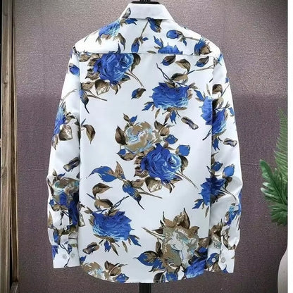 Rune – Langermet Skjorte med Blomstertrykk og Nedbrettet Krage