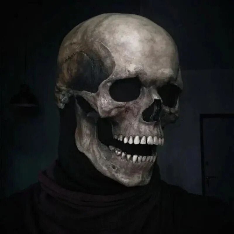 SkullMorph - bevegelig kjeve realistisk hodeskallemaske for Halloween fest og Cosplay