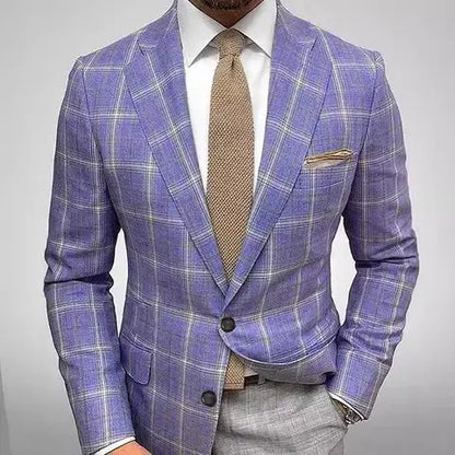 Matthew - Skreddersydd rutete blazer med enkel knappelukking og firkantet lomme