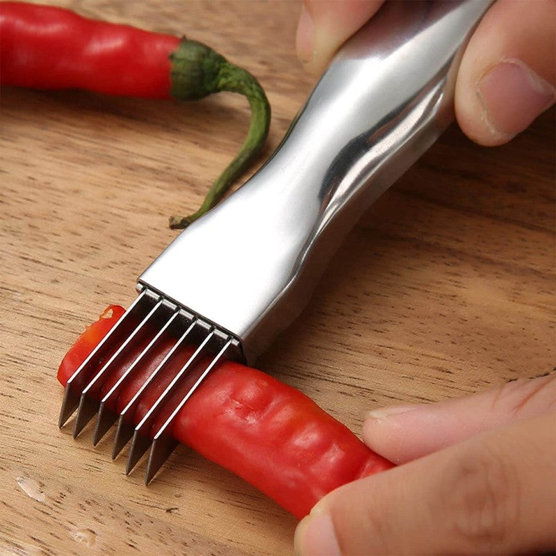 SliceMate – Rustfritt Stål Løkhakker med 6 Bladsdesign