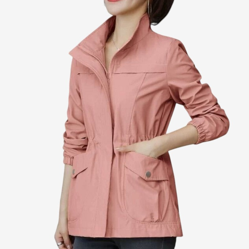 Melinda - Vindjakke med Stående Krage og Glidelås