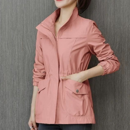 Melinda - Vindjakke med Stående Krage og Glidelås