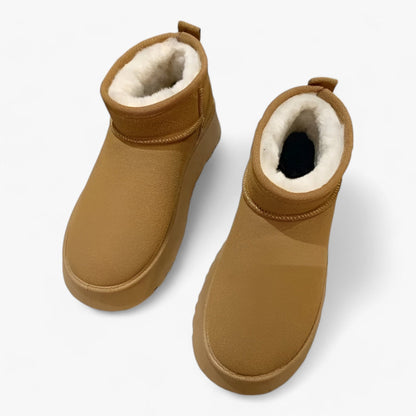 Gisela - Varm, sklisikker, flat ankelstøvel med pelsfôr