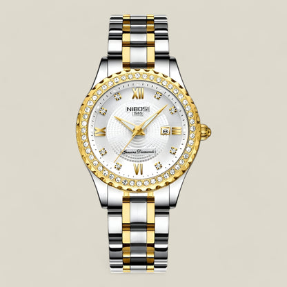 Agnes - Raffinert gullfarget klokke med slitesterkt armbånd for en sofistikert hverdag