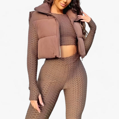 Ella - Varm, ermeløs frakk med glidelås og ståkrage