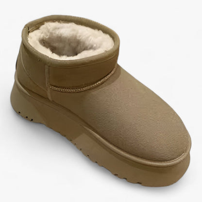 Gisela - Varm, sklisikker, flat ankelstøvel med pelsfôr