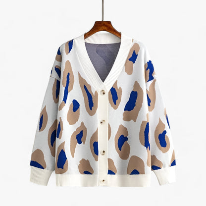 Elke - Løst sittende kofta med lang erme og V-hals og knapper