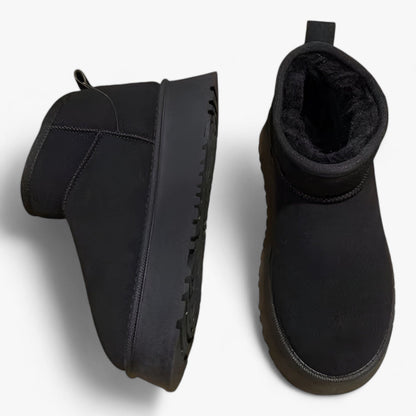 Gisela - Varm, sklisikker, flat ankelstøvel med pelsfôr