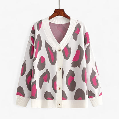 Elke - Løst sittende kofta med lang erme og V-hals og knapper