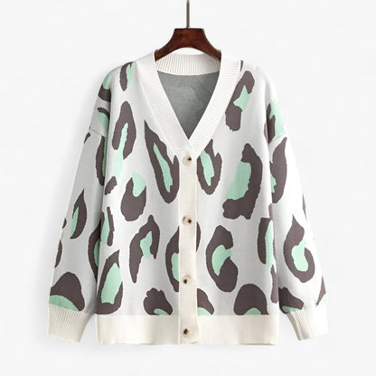 Elke - Løst sittende kofta med lang erme og V-hals og knapper