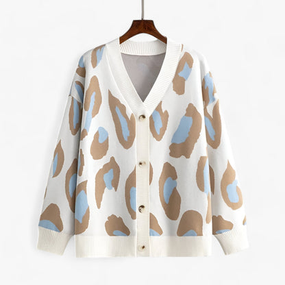 Elke - Løst sittende kofta med lang erme og V-hals og knapper