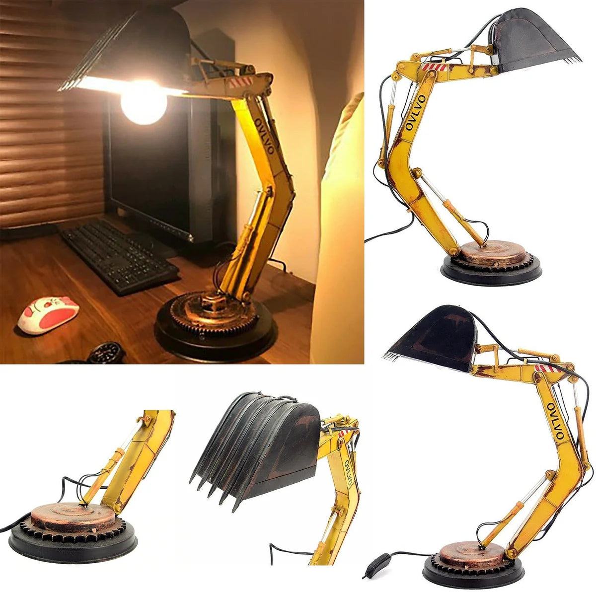 TechTonic - Gravemaskin inspirert skrivebordslampe med justerbar belysning