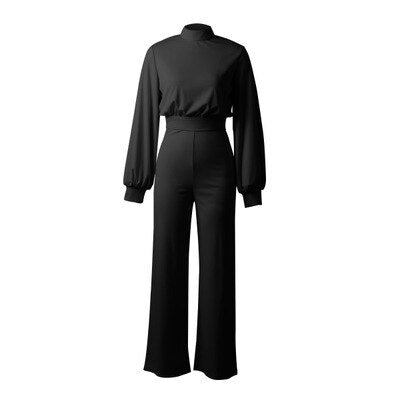 Fiona - Moderne jumpsuit med ballongermer og bukser med vide ben