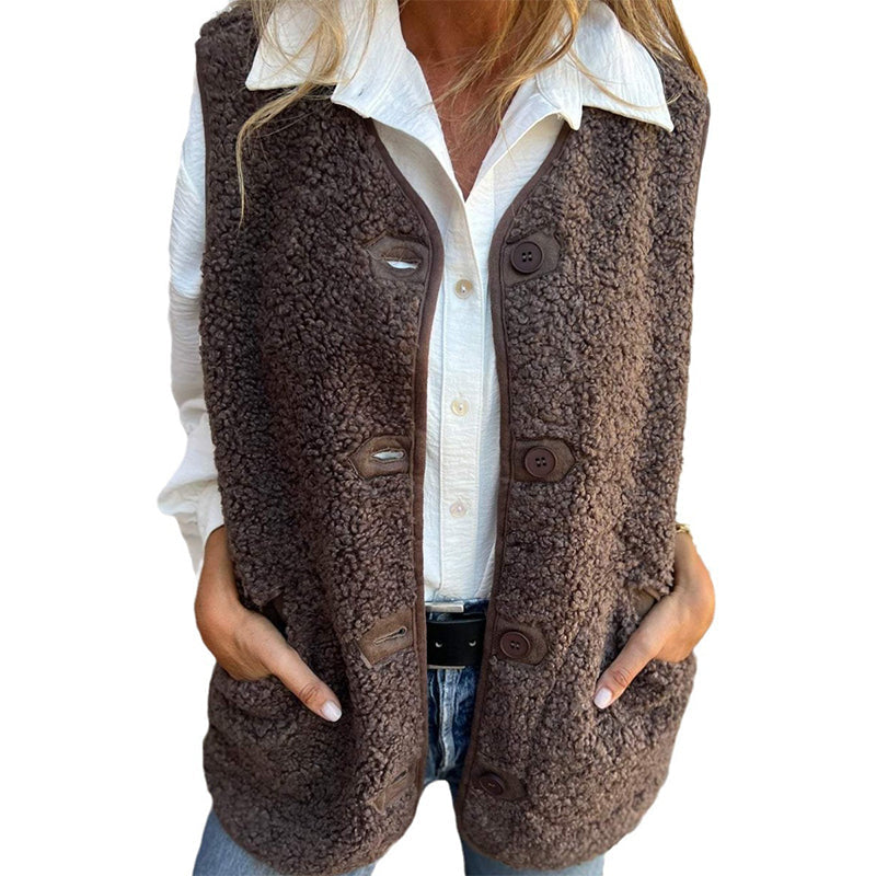 Sophia - Casual Vest med stor knappedetalj