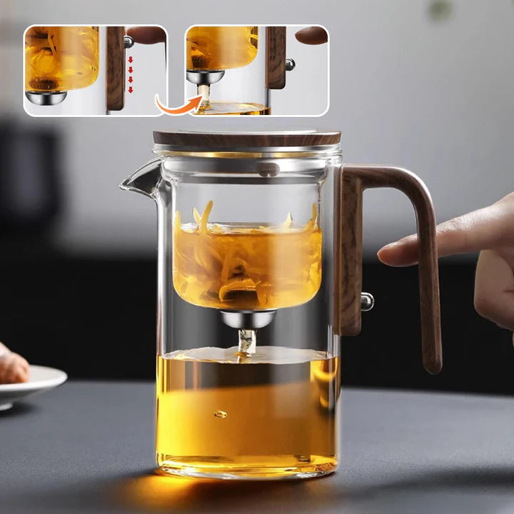 TeaCraft - Tekanne i glass med trehåndtak for en jevn bryggeopplevelse