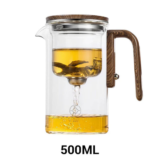 TeaCraft - Tekanne i glass med trehåndtak for en jevn bryggeopplevelse