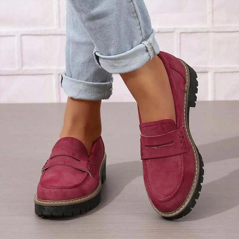 Angela - Chunky loafers med lav blokkhæl og teksturert såle