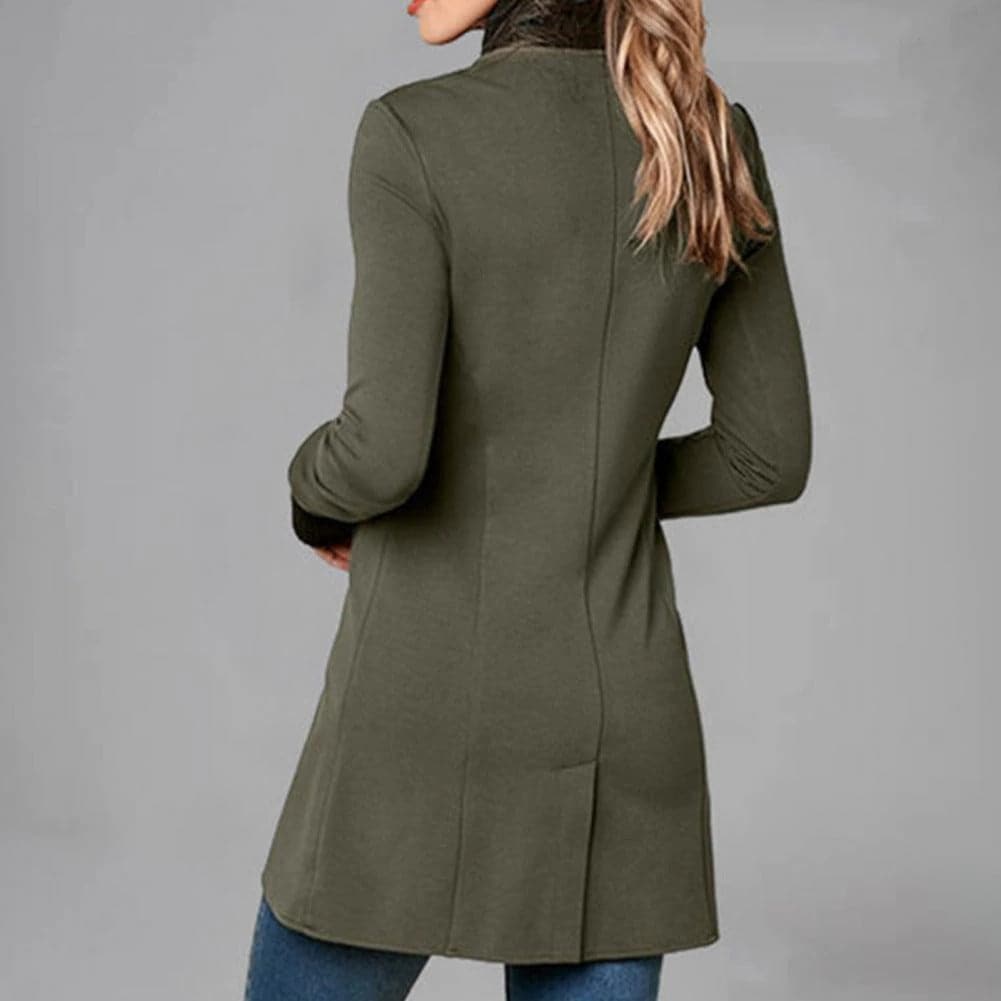 Elise - Asymmetrisk cardigan med knappefront og lange ermer
