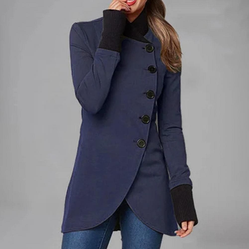 Elise - Asymmetrisk cardigan med knappefront og lange ermer