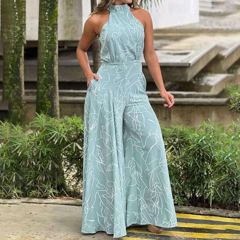 Ava - Elegant ermeløs jumpsuit med ermeløs halter for enhver anledning