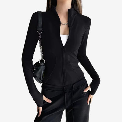 Hedda – Langermet Jakke med Ståkrage og Glidelås