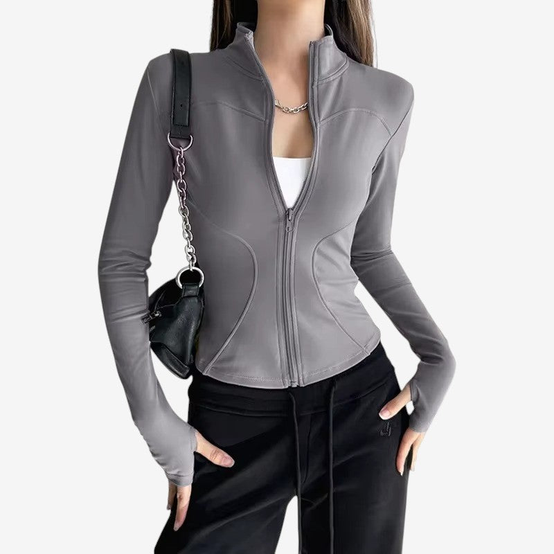 Hedda – Langermet Jakke med Ståkrage og Glidelås