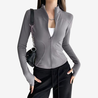 Hedda – Langermet Jakke med Ståkrage og Glidelås