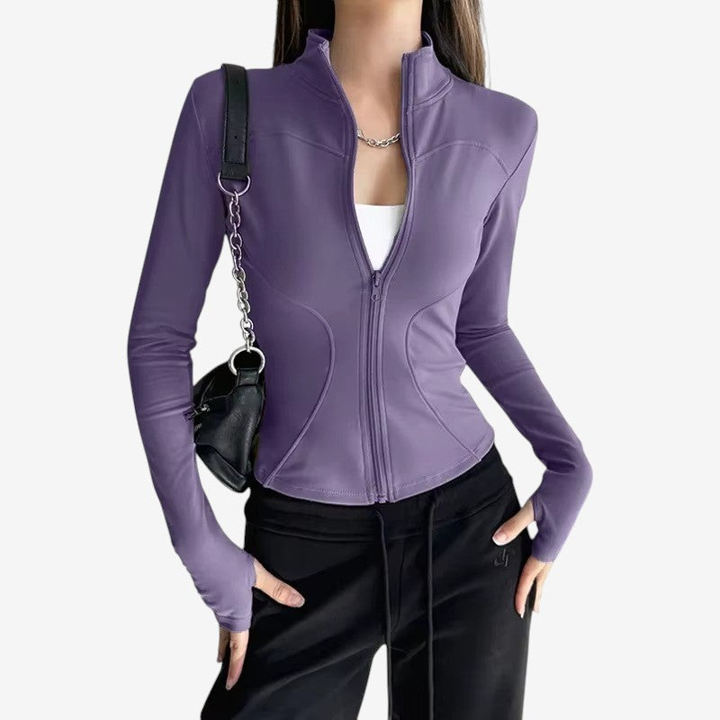 Hedda – Langermet Jakke med Ståkrage og Glidelås