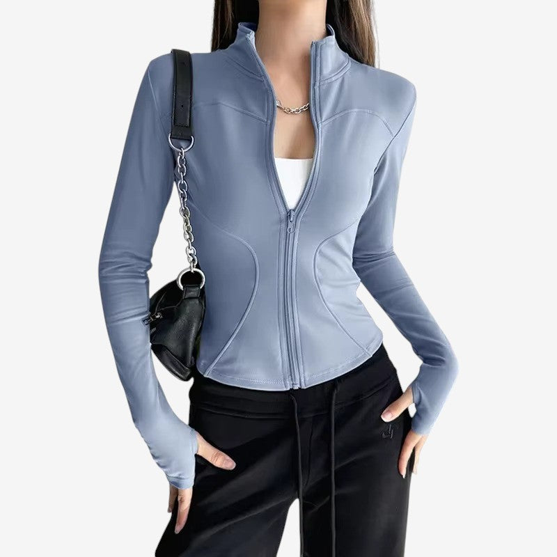 Hedda – Langermet Jakke med Ståkrage og Glidelås