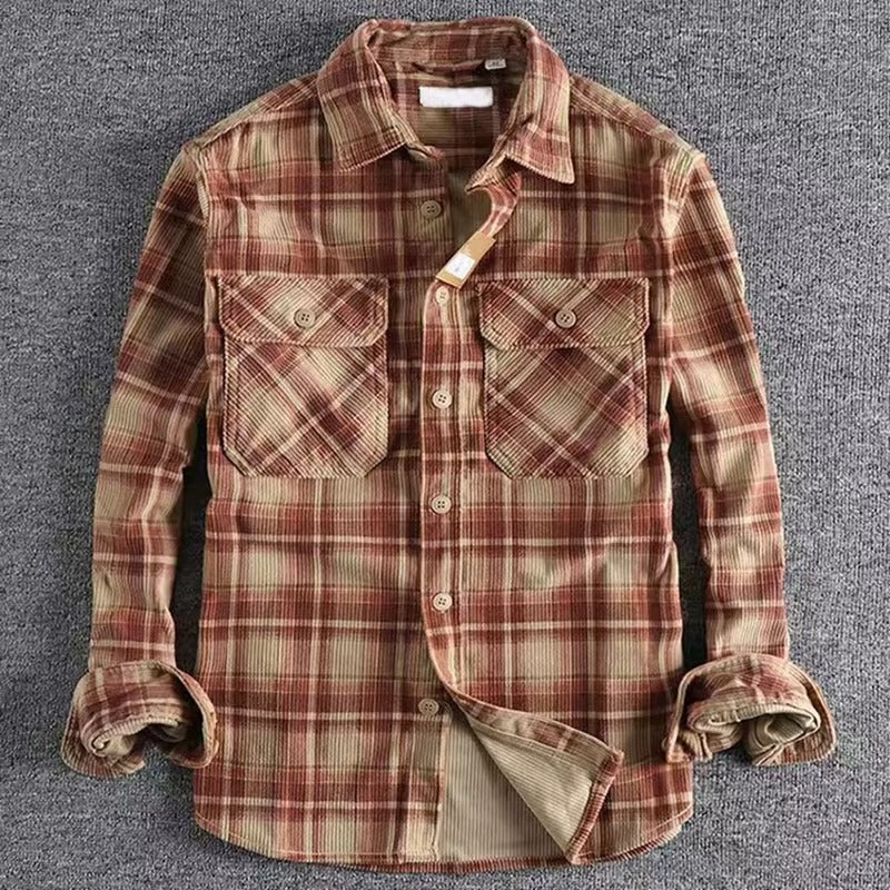 Aksel - Langermet Rutete Skjorte med Knapper og Nedslått Krage