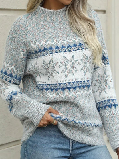 Sophia – Langermet Genser med Unikt Vevd Mønster