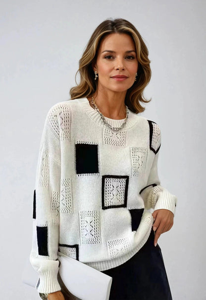 Elena – Avslappet Genser med Lange Ermer med Moderne Rund Hals