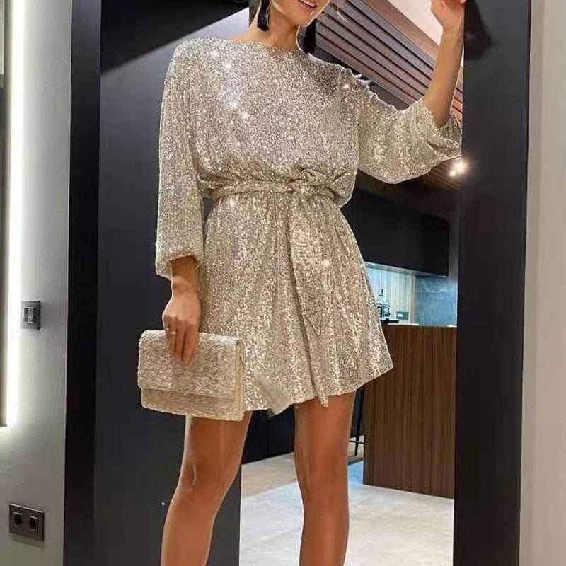 Aria - Mini festkjole med glitterdetaljer