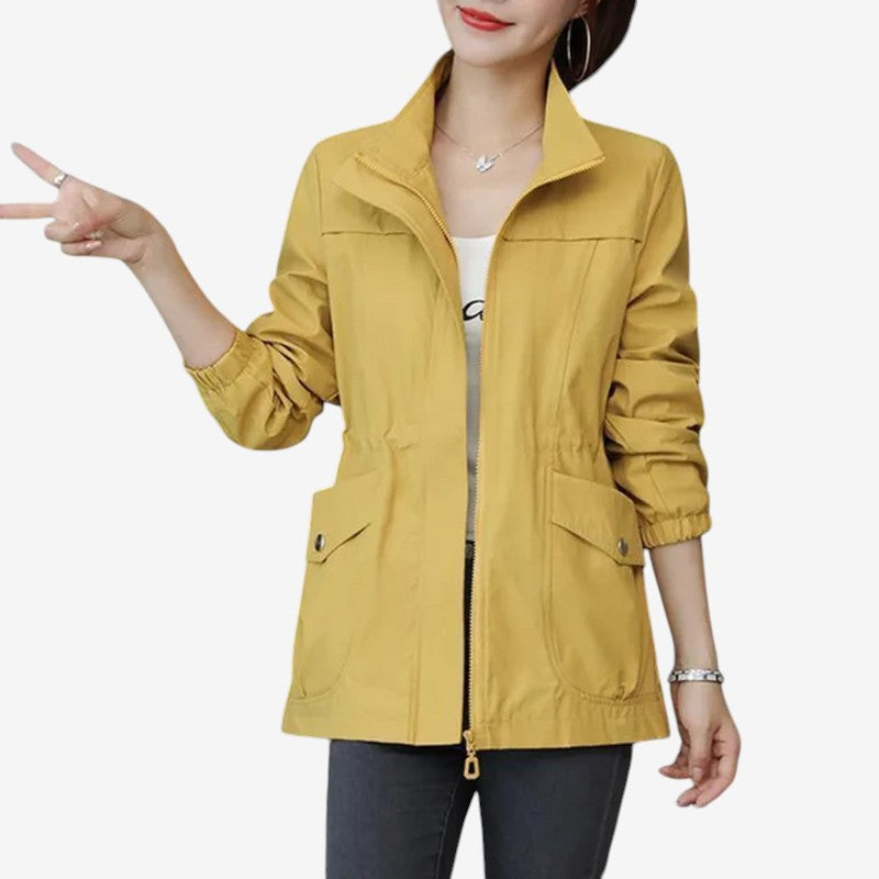 Melinda - Vindjakke med Stående Krage og Glidelås